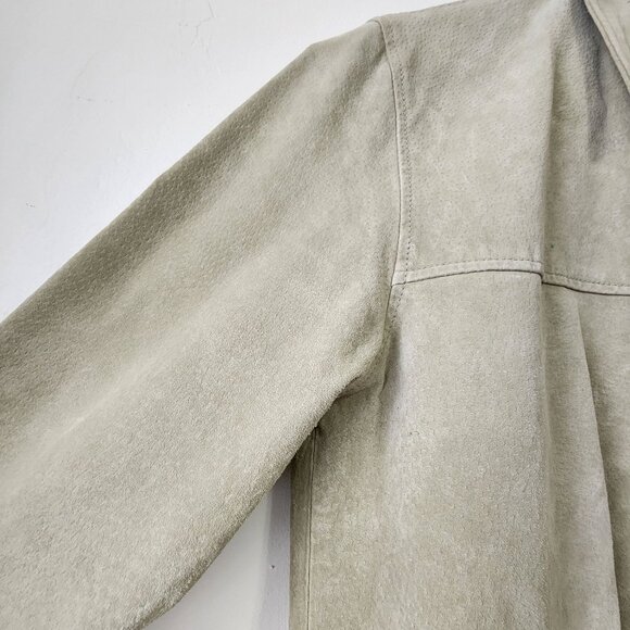 Genuine Leather Sage Green Suede Chore Coat Spring Jacket Coastal Cowgirl Boho - Picture 5 of 16